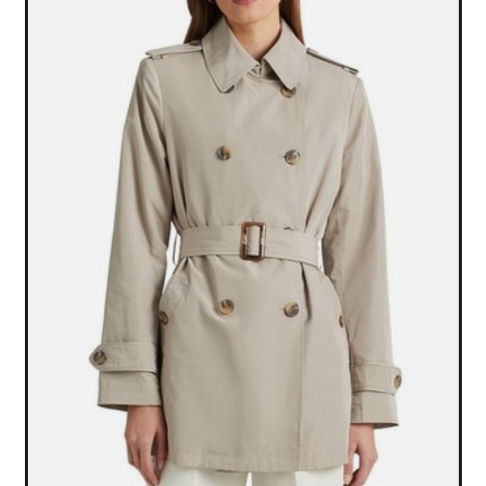 🐎RALPH LAUREN🐎DOUBLE BREASTED TAFFETA TRENCH XL